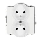 KARLIK DECO Moduł Biały Gniazdo 2xZ/U Z Przesłonami Zaciski Śrubowe 16A-250V