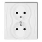 KARLIK LOGO Biały Gniazdo 2xZ/U Z Przesłonami Zaciski Śrubowe 16A-250V