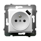 OSPEL ARIA Moduł Biały Gniazdo 1xZ/U Z Przesłonami Zaciski Sprężynowe+Ładowarka USB 16A-230V