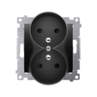 KONTAKT-SIMON 54 NATURE Moduł Czarny Mat Gniazdo 2xZ/U Z Przesłonami Zaciski Śrubowe 16A-250V