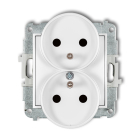 KARLIK Mini Moduł Biały Mat Gniazdo 2xZ/U Z Przesłonami Zaciski Śrubowe 16A-250V