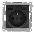 KONTAKT-SIMON 54 Moduł Czarny Mat Gniazdo + Ładowarka 2xUSB C+A 2.1A 5V DC