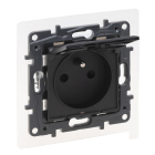 LEGRAND NILOE STEP Moduł Czarny Gniazdo 1xZ/U Z Klapką IP44 Z Przesłonami Zaciski Sprężynowe 16A 250V